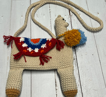 Alpaca crossbody crochet bag, Animal bag, handmade gifts
