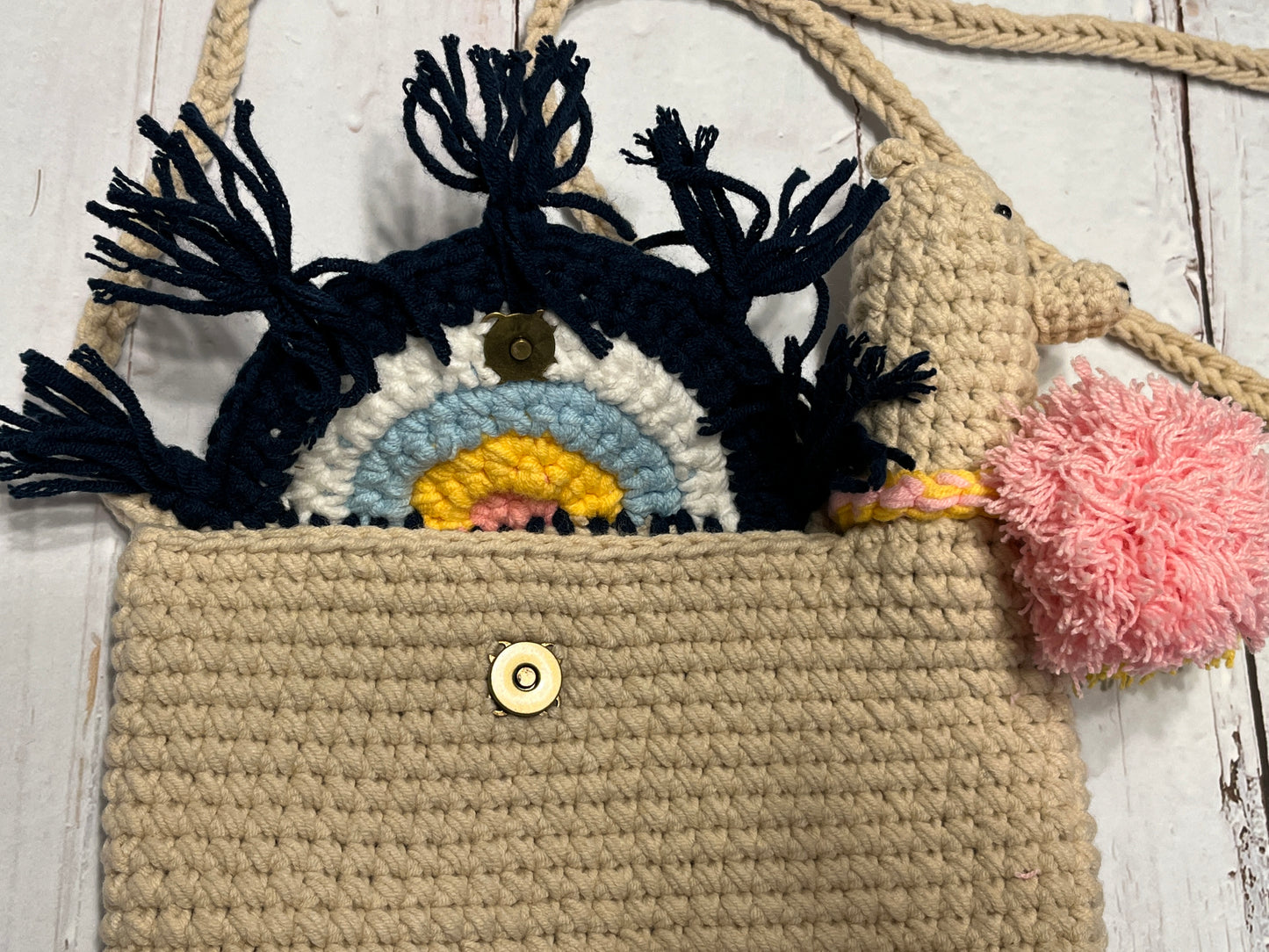 Alpaca crossbody crochet bag, Animal bag, handmade gifts