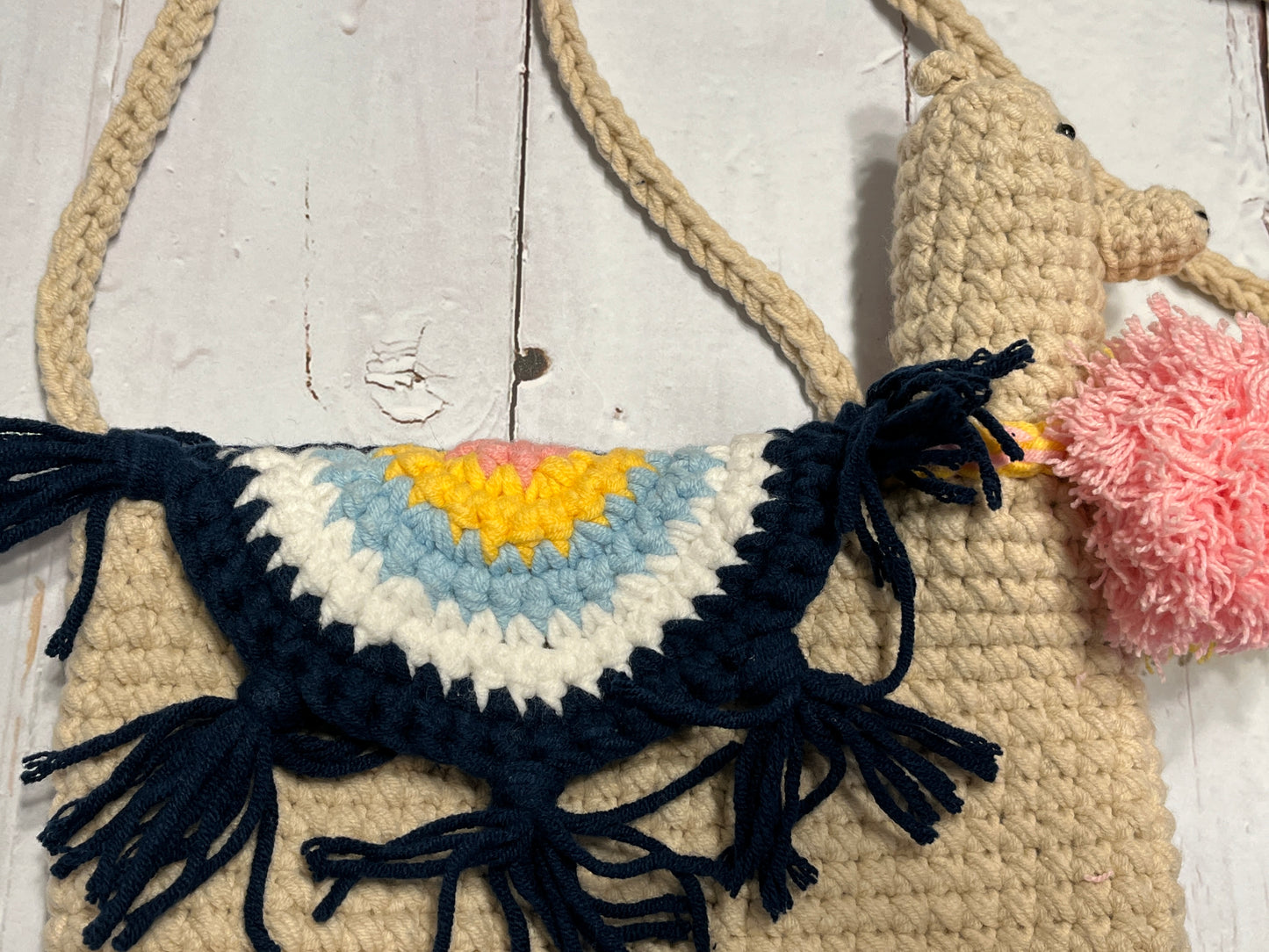 Alpaca crossbody crochet bag, Animal bag, handmade gifts