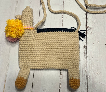 Alpaca crossbody crochet bag, Animal bag, handmade gifts