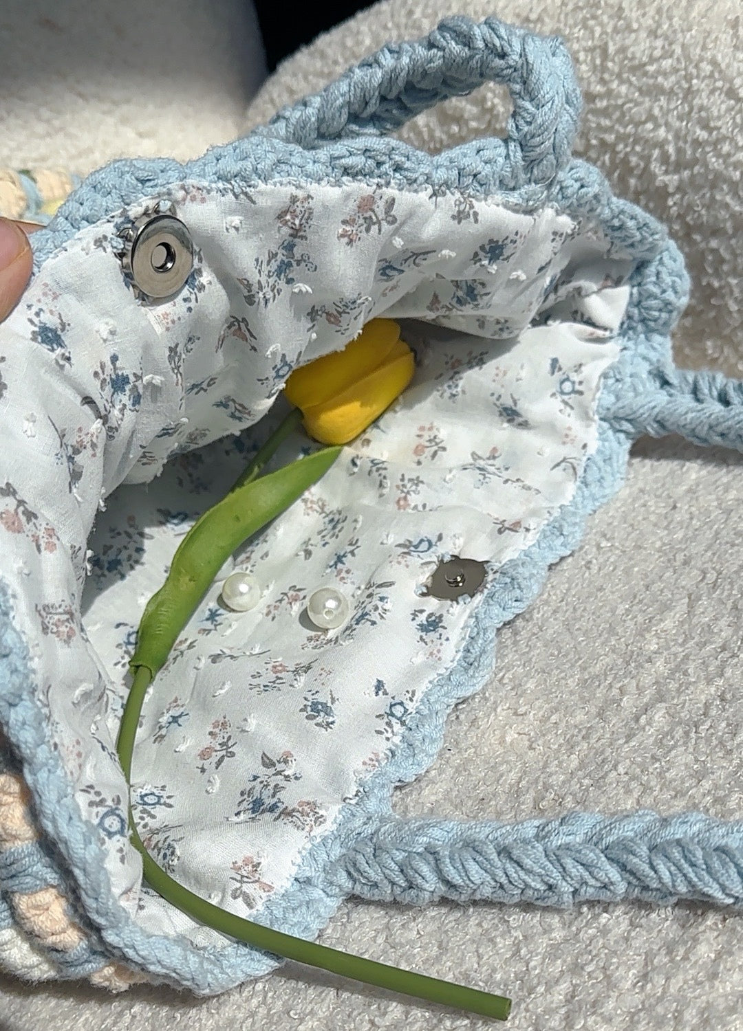 Crochet Tulip Shoulder Tote Bag, Handmade Flower Bag, Cute Knit Tulip Bag, handmade gift, Crochet Tote Bag