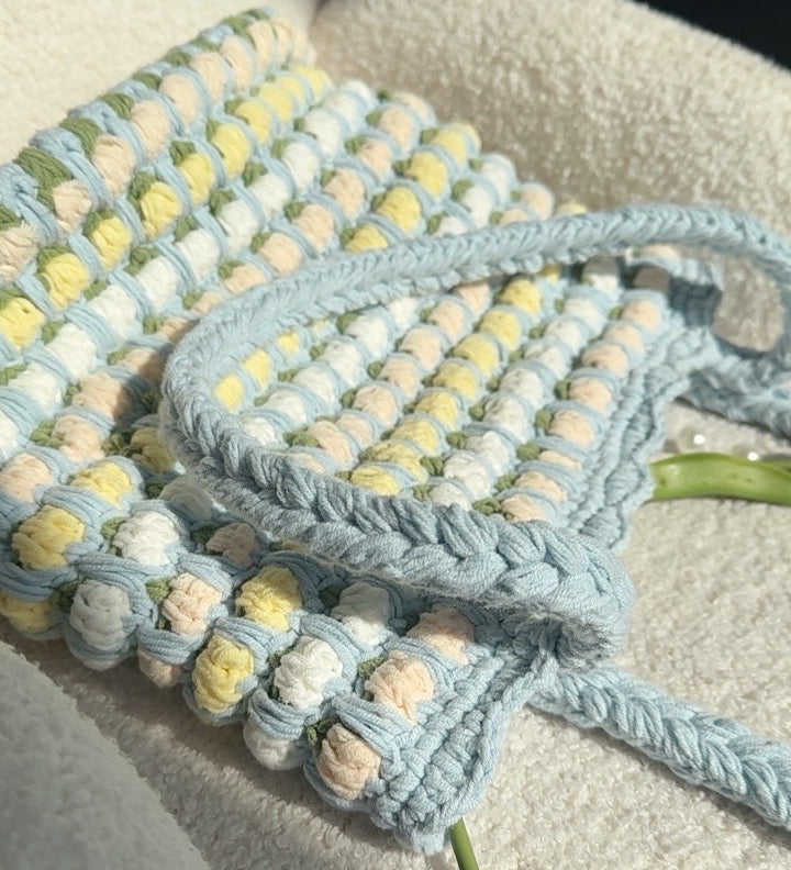 Crochet Tulip Shoulder Tote Bag, Handmade Flower Bag, Cute Knit Tulip Bag, handmade gift, Crochet Tote Bag