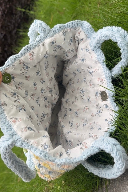 Crochet Tulip Shoulder Tote Bag, Handmade Flower Bag, Cute Knit Tulip Bag, handmade gift, Crochet Tote Bag