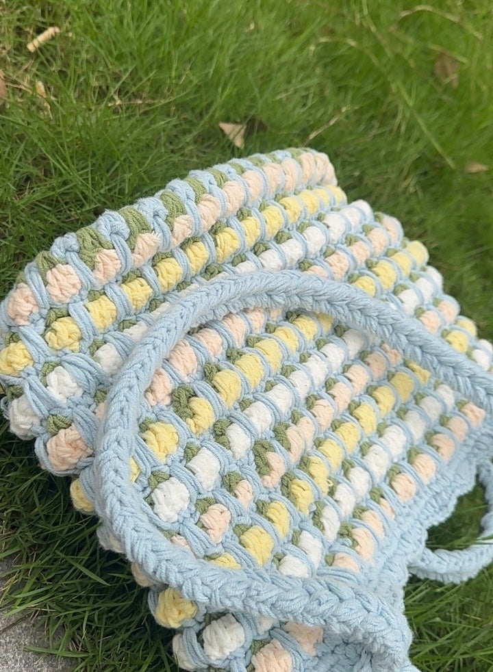 Crochet Tulip Shoulder Tote Bag, Handmade Flower Bag, Cute Knit Tulip Bag, handmade gift, Crochet Tote Bag