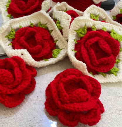 Rose Granny Square Crochet Pattern--Amigurumi crochet pattern for bag--crochet pattern for beginner--3D Flower Crochet pattern