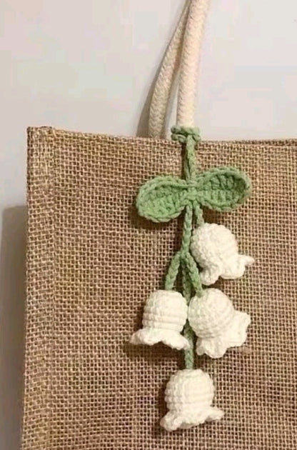 Lily of the Valley Mirror Hanging Car Accessories, car crochet flower, car mirror hanging, car charms, crochet hanging, car decor