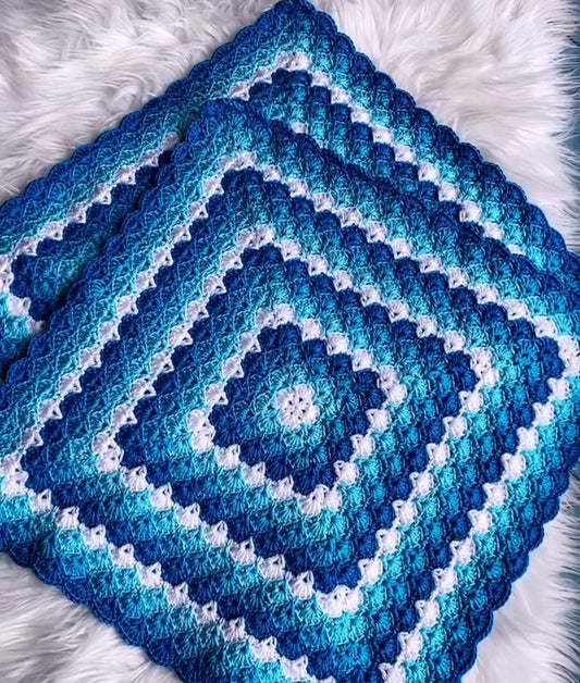 Crochet Granny Square Blanket Pattern--Crochet Flower Granny Square Blanket--Crochet Couch Blanket