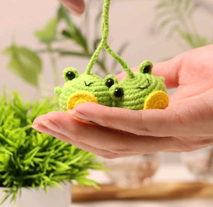 Crochet Frog Car Mirror Hanging, Car Accessories, car crochet animal, car mirror hanging,  car decor