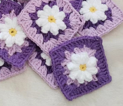 Daisy Granny Square Crochet Pattern-crochet pattern for bag-crochet pattern for beginner-3D Flower Crochet pattern-crochet blanket pattern