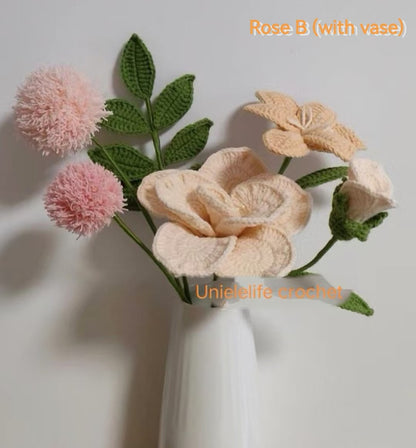 Crochet Flowers Bouquet, Handmade Gift, Rose, Tulip, Dandelion, Christmas gift, Home Decor, Finished Product, Birthday, Girlfriend, Mom, Grandma, Gift For Her, Graduation