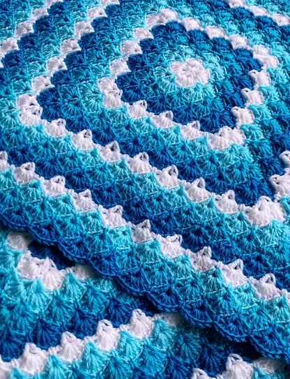 Crochet Granny Square Blanket Pattern--Crochet Flower Granny Square Blanket--Crochet Couch Blanket