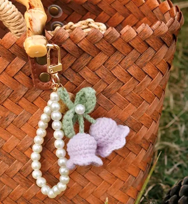 Lily of the Valley Mirror Hanging Car Accessories, car crochet flower, car mirror hanging, car charms, crochet hanging, car decor