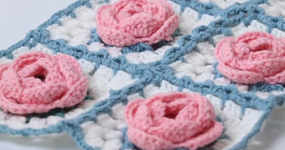 Rose Granny Square Crochet Pattern--Amigurumi crochet pattern for bag--crochet pattern for beginner--3D Flower Crochet pattern