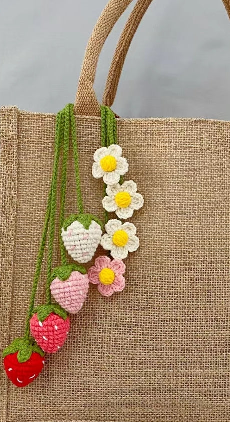 Strawberry crochet pattern--hanging decor--bag decor--keychain