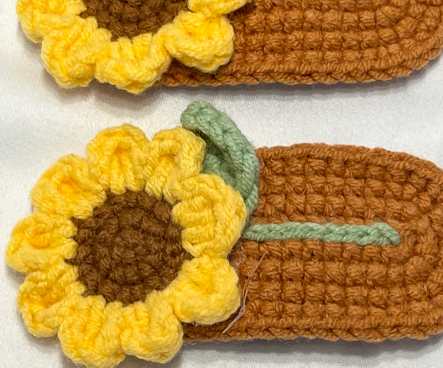 Cute Hair Barrette with Sunflower, Sunflower Hair Clips, Holiday Hair Clips, Handmade Crocheted Sunflower Hair Clip, Unique Hair Clips for Her, Sunflower lovers