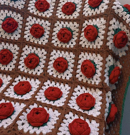 Rose Granny Square Crochet Pattern--Amigurumi crochet pattern for bag--crochet pattern for beginner--3D Flower Crochet pattern