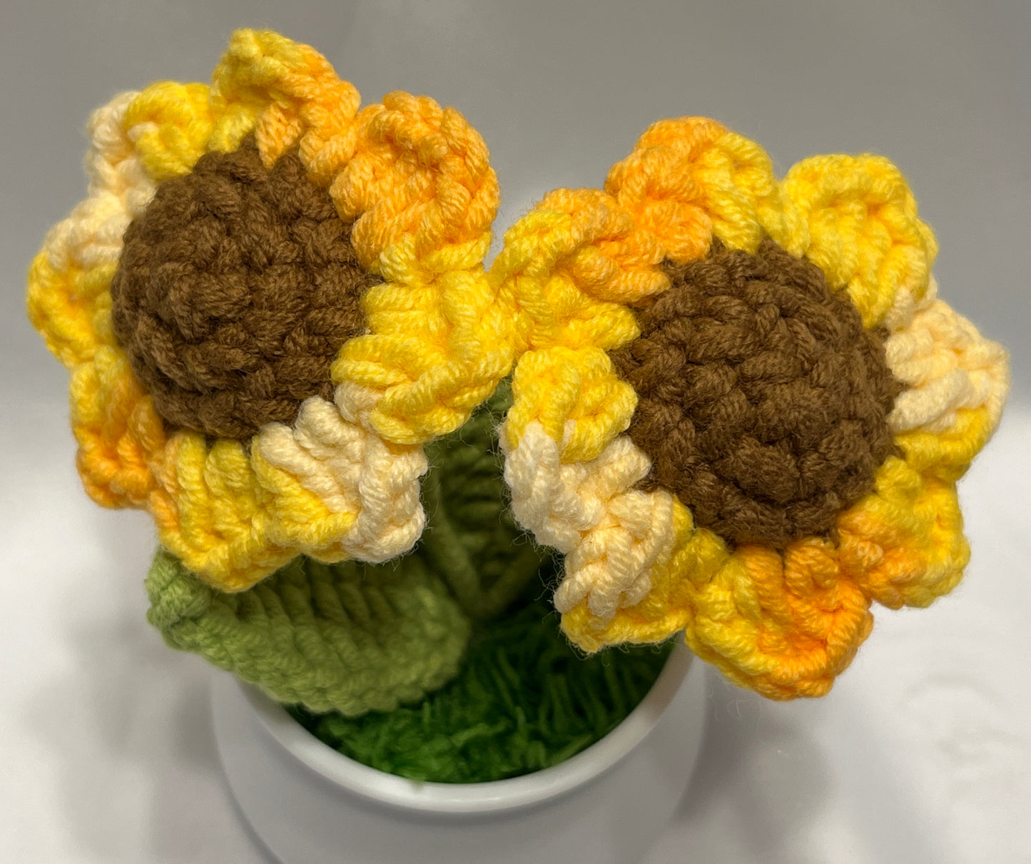 Crochet Sunflowers in Plant Pot - Cute Home Decor and Office Desk Accessory, Gift Idea for Her, Knitted Sunflower, Crochet Sunflower, motivational affirmations, positive daily reminders