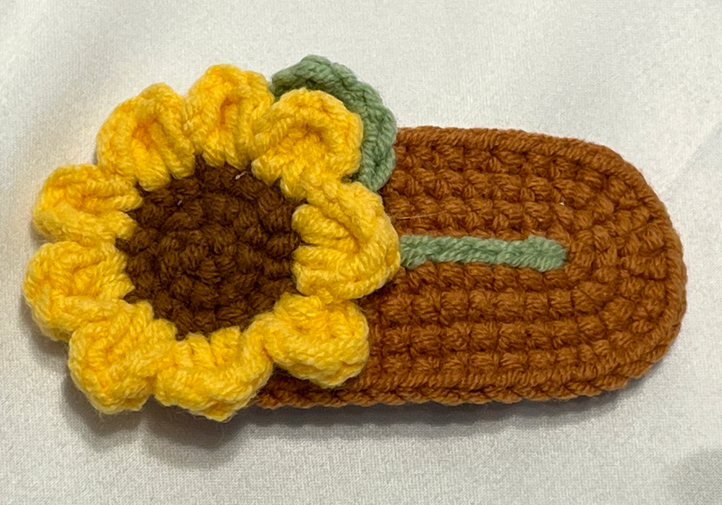 Cute Hair Barrette with Sunflower, Sunflower Hair Clips, Holiday Hair Clips, Handmade Crocheted Sunflower Hair Clip, Unique Hair Clips for Her, Sunflower lovers