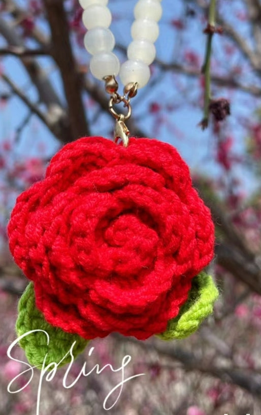 Rose Crochet Pattern-Amigurumi flower crochet pattern-flower crochet pattern-crochet flower keychain