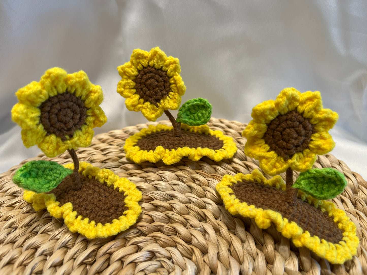 3D Crochet Hair Clip with Sunflower, Cute Hair Barrette with Sunflower, Handmade Flower Hair Clip,  Kawaii Plant Hair Accessories, Funny Barrettes, Unique Hair Clips for Her