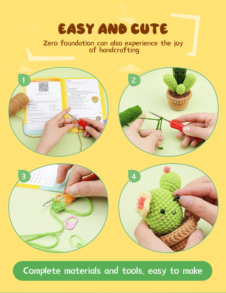 Handmade Cactus Pot DIY Crochet Kit, cactus lover gift, Beginner Kit, Mother's Day Gift, Mothers Day Anniversary Gift