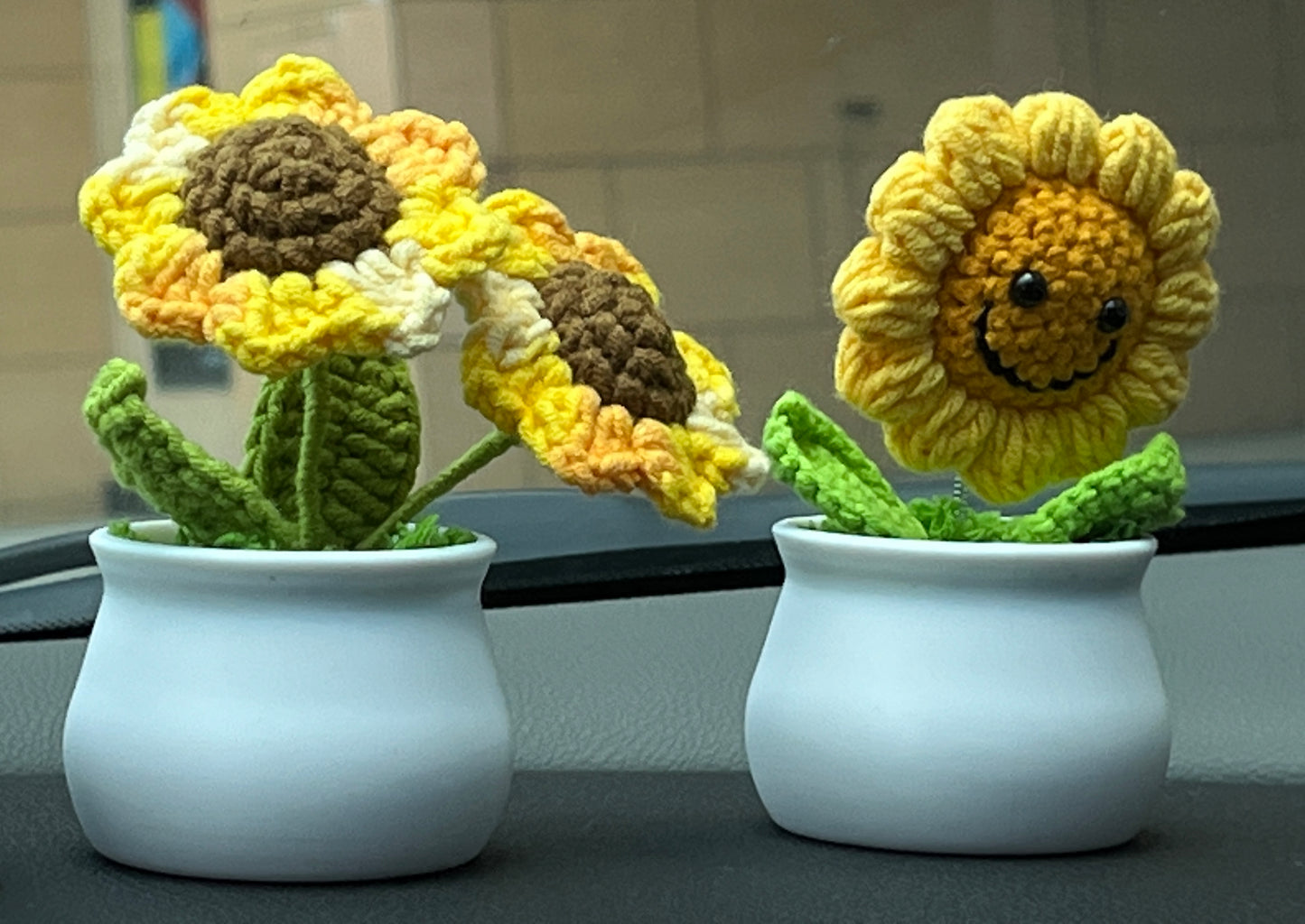 Crochet Sunflowers in Plant Pot - Cute Home Decor and Office Desk Accessory, Gift Idea for Her, Knitted Sunflower, Crochet Sunflower, motivational affirmations, positive daily reminders