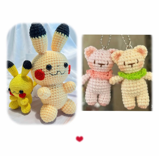 Amigurumi Crochet pattern bundle 2 in 1--Pikachu Crochet pattern--Bear doll Crochet Pattern--Amigurumi tutorial PDF in English