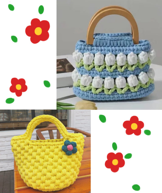 Bag Crochet patterns Bundle 2 in 1--Tulip bag crochet pattern--Tote bag crochet pattern--Handmade flower bag pattern