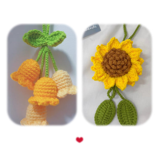 Flower Decor Crochet Patterns bundle 2 in 1-Lily of the Valley crochet pattern-Sunflower Crochet Pattern-Flower hanging decor