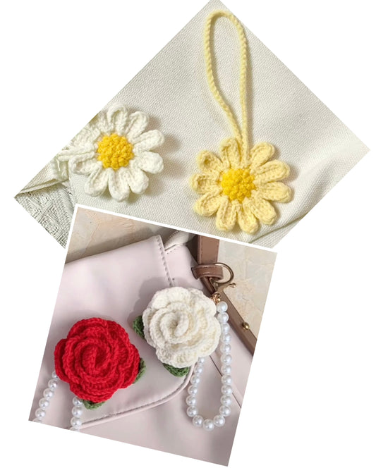 Daisy & Camellia Decor Crochet pattern--bag decor--car decor--home decor