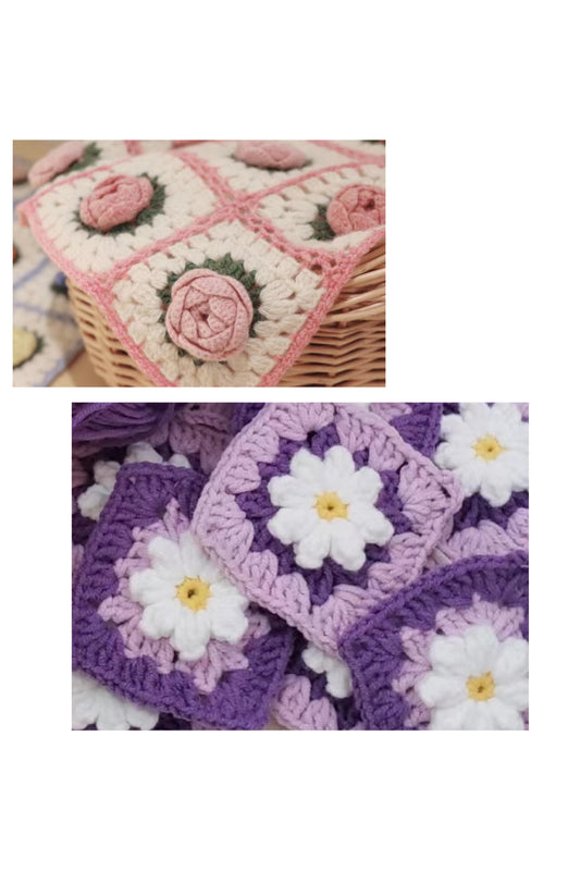 Rose + Daisy granny square crochet patterns bundle 2 in 1--crochet amigurumi--crochet bag--crochet blanket