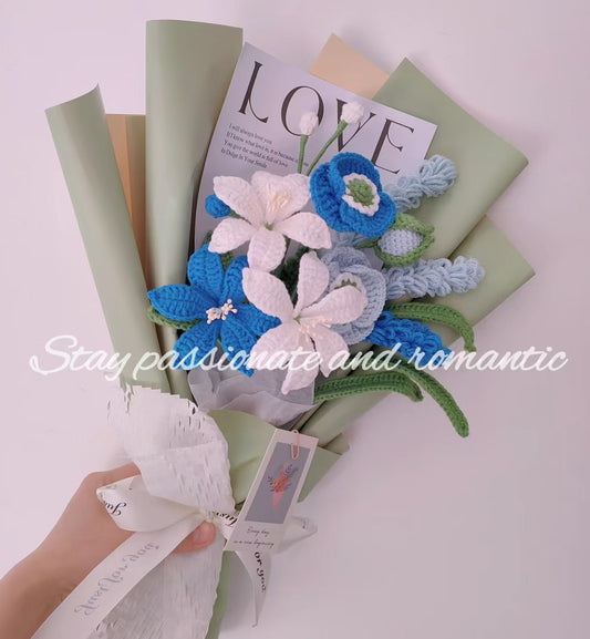 Crochet Flowers Bouquet, Handmade Gift, Papaver rhoeas, Lavender, Christmas gift, Home Decor, Finished Product, Birthday, Girlfriend, Mom, Grandma, Gift For Her, Graduation