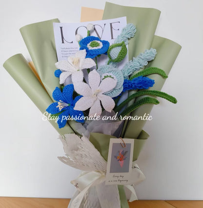 Crochet Flowers Bouquet, Handmade Gift, Papaver rhoeas, Lavender, Christmas gift, Home Decor, Finished Product, Birthday, Girlfriend, Mom, Grandma, Gift For Her, Graduation