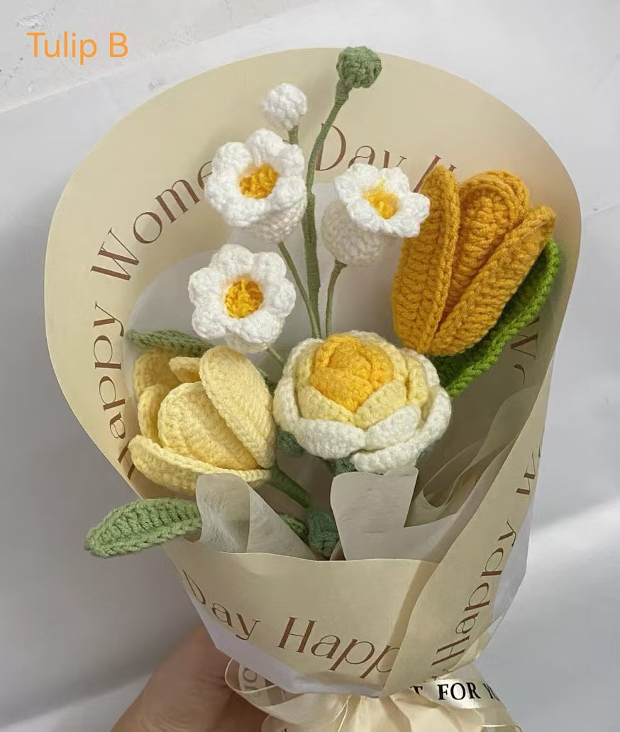 Crochet Flowers Bouquet, Handmade Gift, Tulip, Lily of the valley, Rose, Christmas gift, Home Decor, Finished Product, Birthday, Girlfriend, Mom, Grandma, Gift For Her, Graduation
