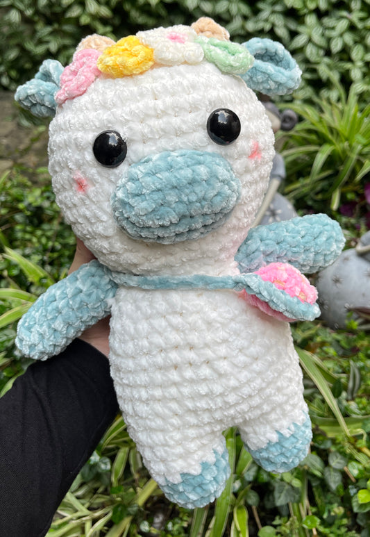 Crochet Ocean Blue Cow, Farm animal toy, Handmade gift