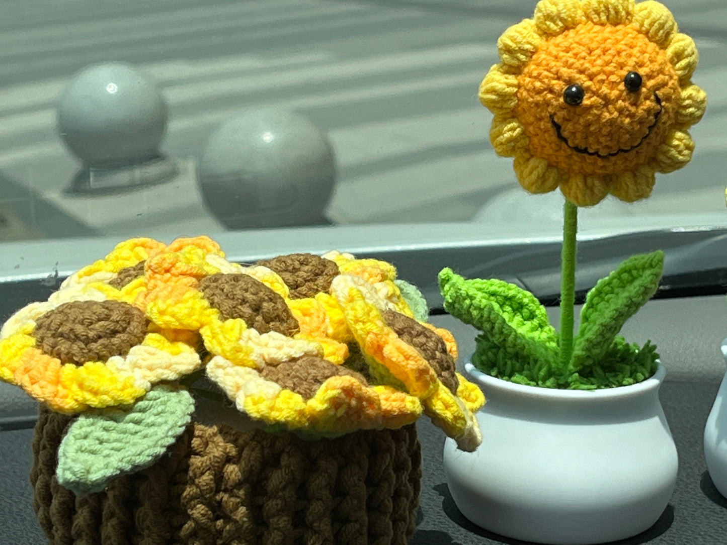 Crochet Sunflowers in Plant Pot - Cute Home Decor and Office Desk Accessory, Gift Idea for Her, Knitted Sunflower, Crochet Sunflower, motivational affirmations, positive daily reminders