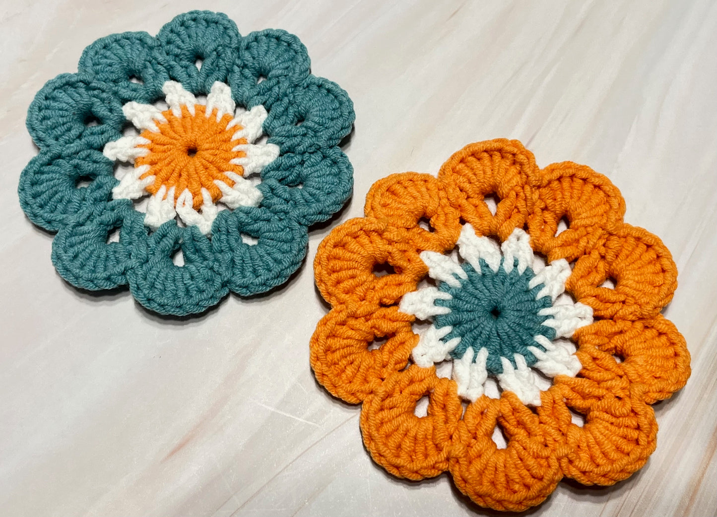 Crochet Coaster set, Crochet flower granny square, Handmade gift