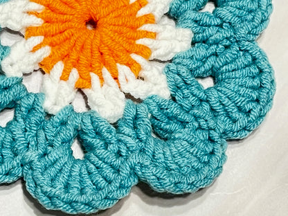 Crochet Coaster set, Crochet flower granny square, Handmade gift