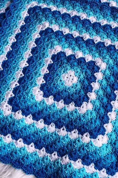 Crochet Granny Square Blanket Pattern--Crochet Flower Granny Square Blanket--Crochet Couch Blanket