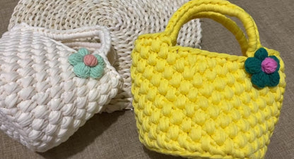 Crocheted small tote floral bag, handmade gift