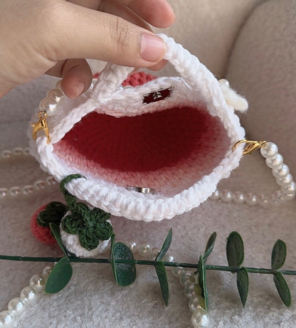 Handmade Strawberry Crochet Bag, Gradient Strawberry Crochet Bag, Strawberry Purse, Crochet Bag, Travel Bag, Summer Bag, Strawberry Shoulder Bag