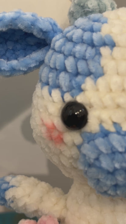 Crochet Blue Cow, Farm animal toy, handmade gift