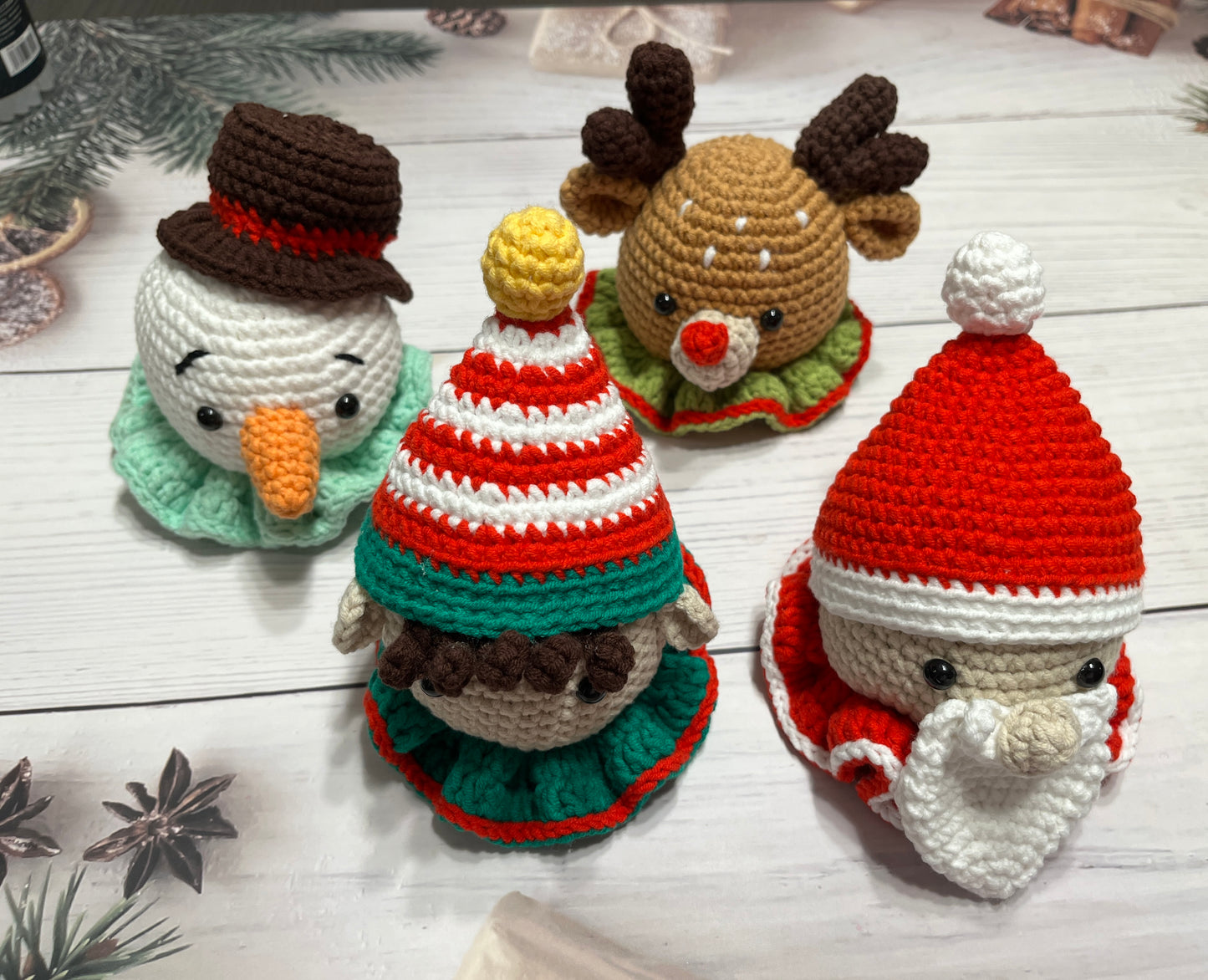 Single or Set of 4 Christmas crochet decor, Christmas ornaments, Christmas gift