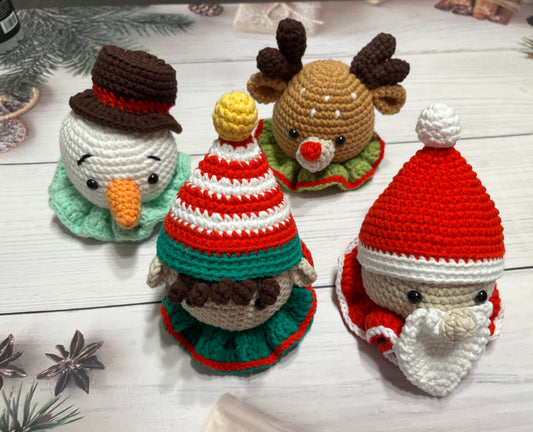 Single or Set of 4 Christmas crochet decor, Christmas ornaments, Christmas gift