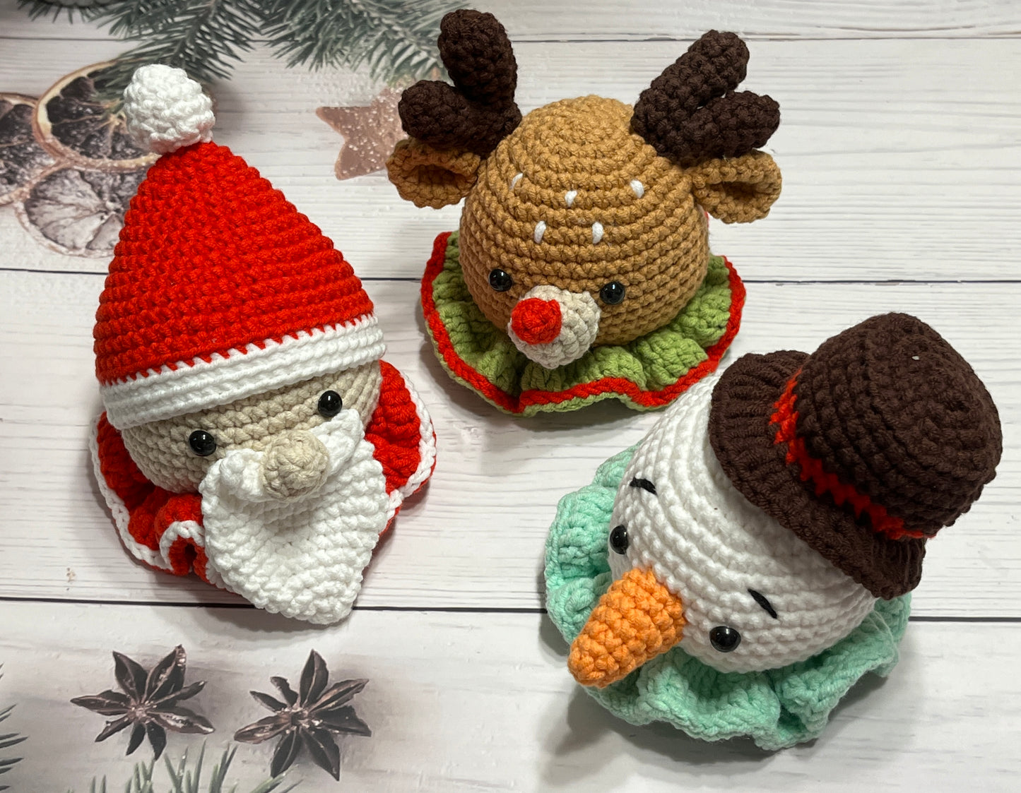 Single or Set of 4 Christmas crochet decor, Christmas ornaments, Christmas gift