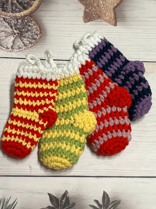 Mini Crochet Christmas Stocking set, Handmade Christmas hanging decor, Crochet decor