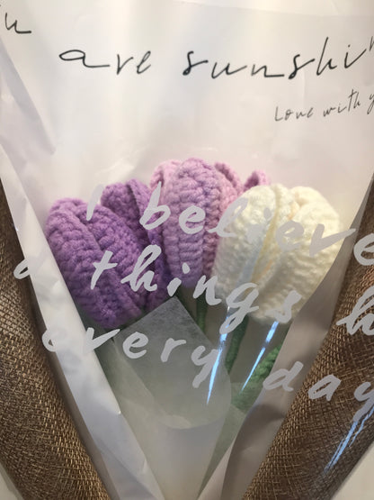 Crochet Flowers Bouquet, Handmade Gift, Tulip, Christmas gift, Home Decor, Finished Product, Birthday, Girlfriend, Mom, Grandma, Gift For Her, Graduation