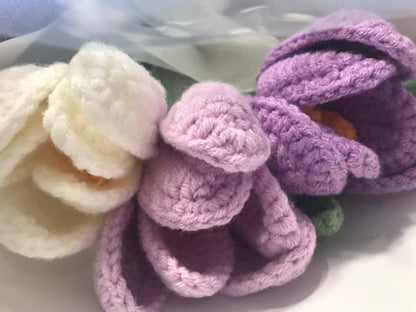 Crochet Flowers Bouquet, Handmade Gift, Tulip, Christmas gift, Home Decor, Finished Product, Birthday, Girlfriend, Mom, Grandma, Gift For Her, Graduation